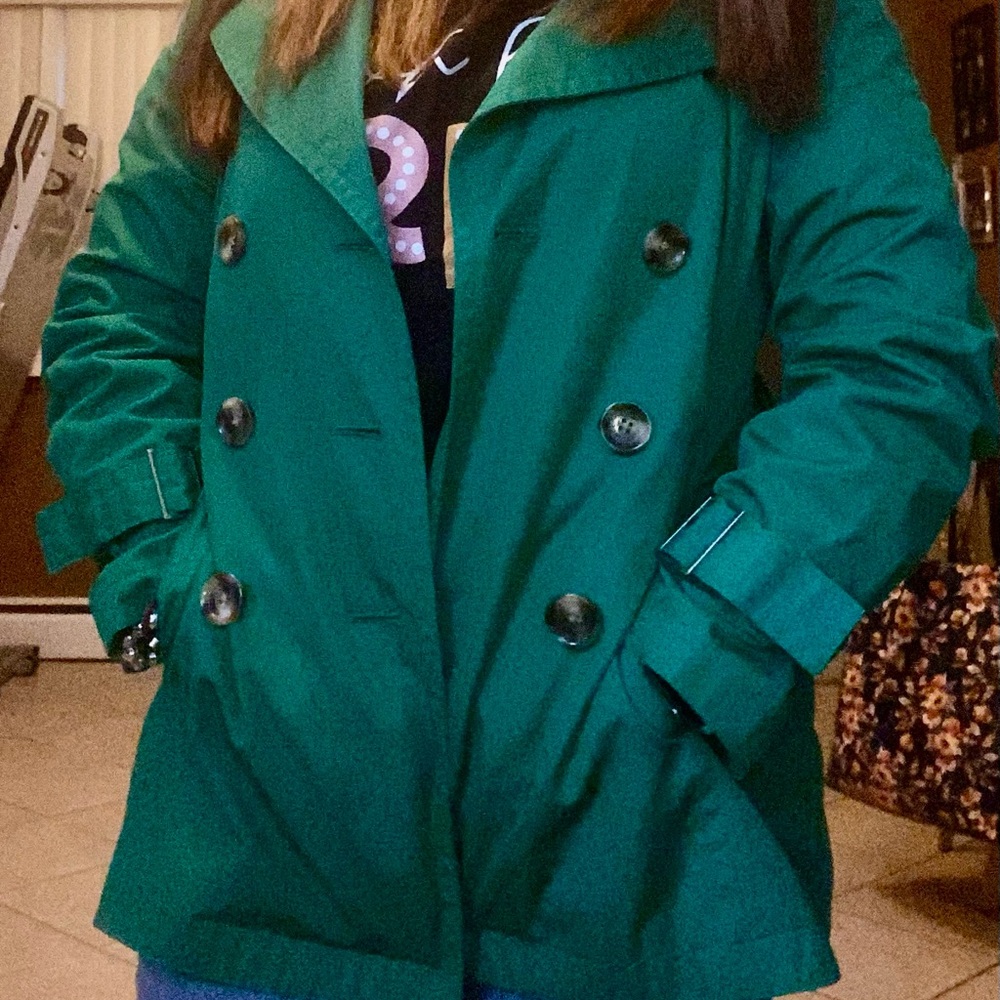 Michael Kors emerald green Trench Coat with Belted Cuffs - Picture 9 of 10